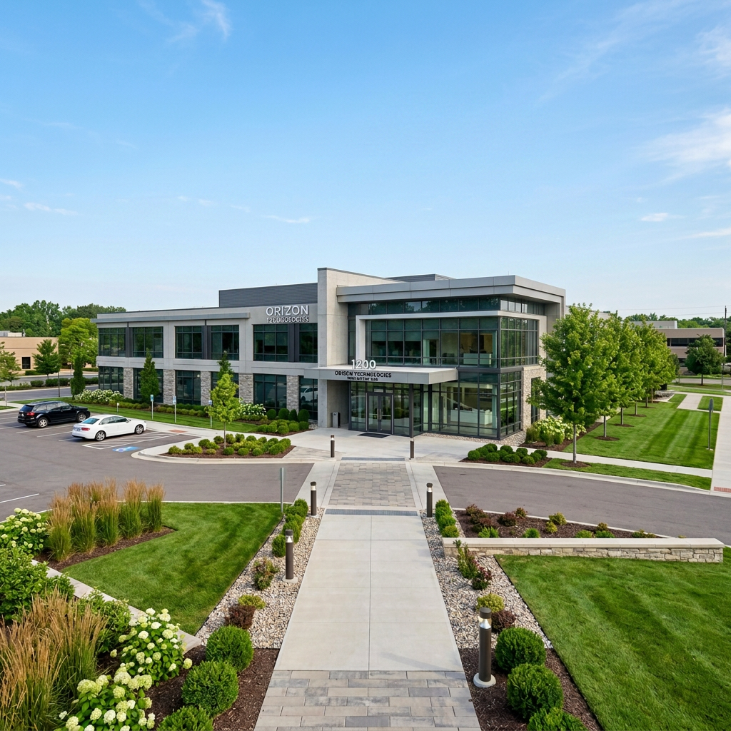 Orizon Technologies office building labeled 1200 with landscaped grounds